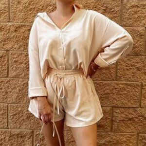 2 Piece Matching Summer Outfit Button Down and Shorts Size Small NWT, Resortwear